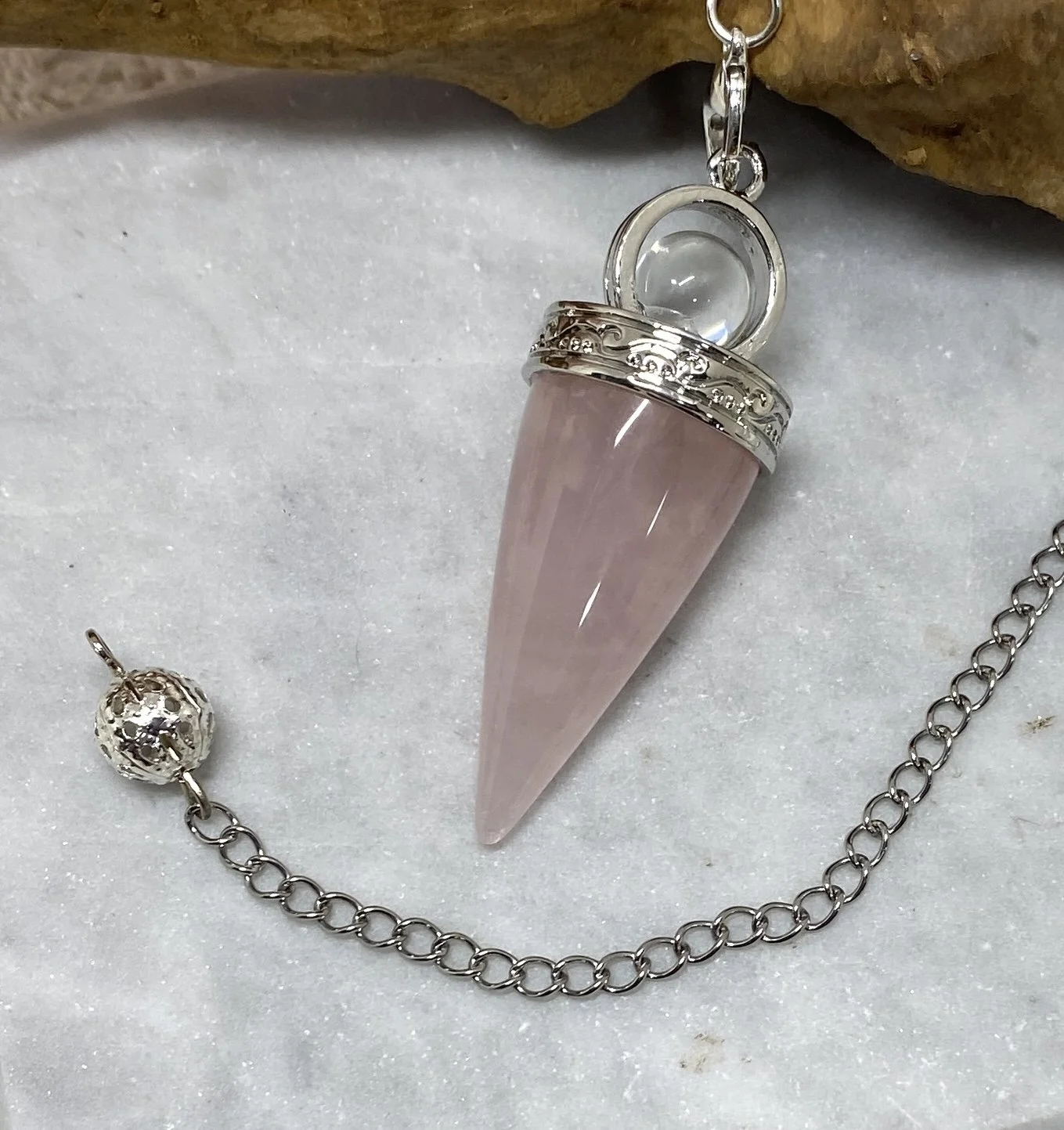 Rose Quartz Pendulum with detachable chain