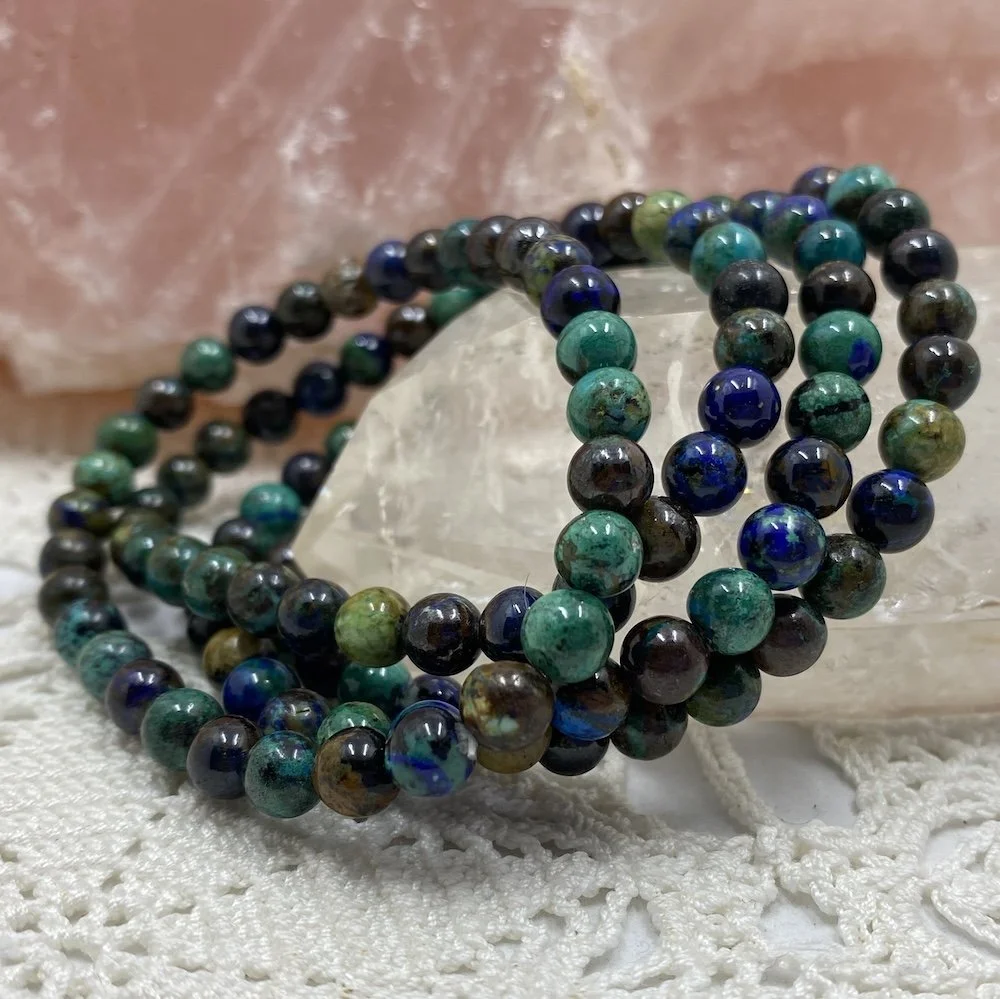Azurite and Chrysocolla bead bracelet 6mm
