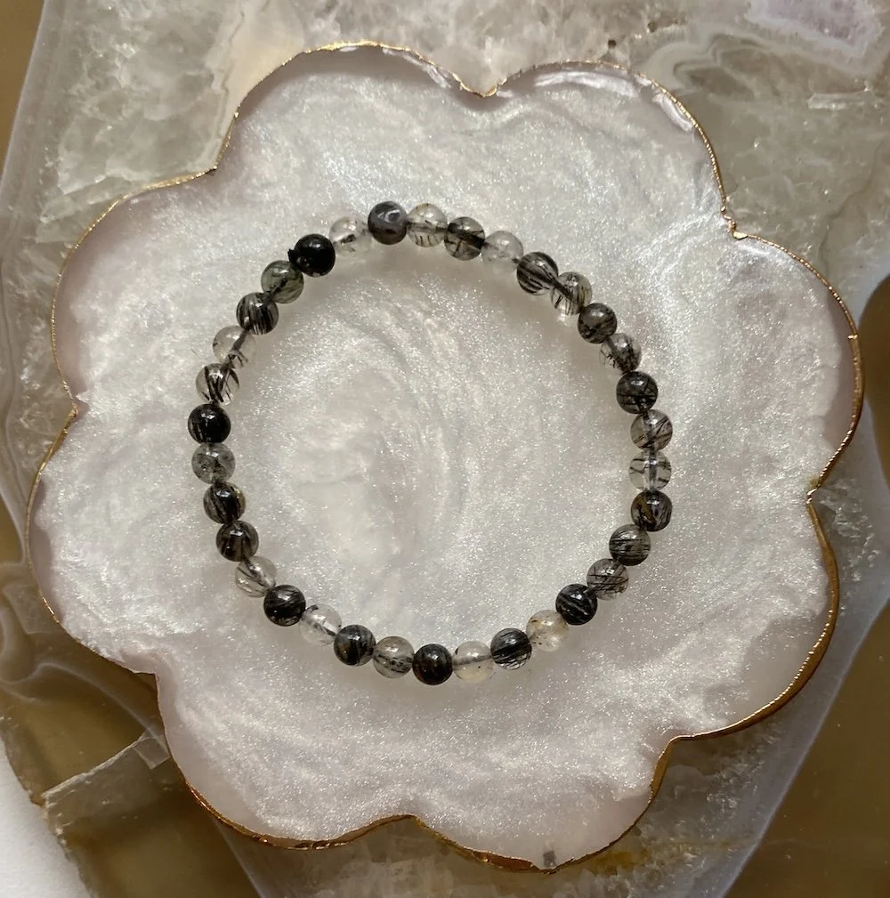 Tourmaline in Quartz Bead Bracelet - child size