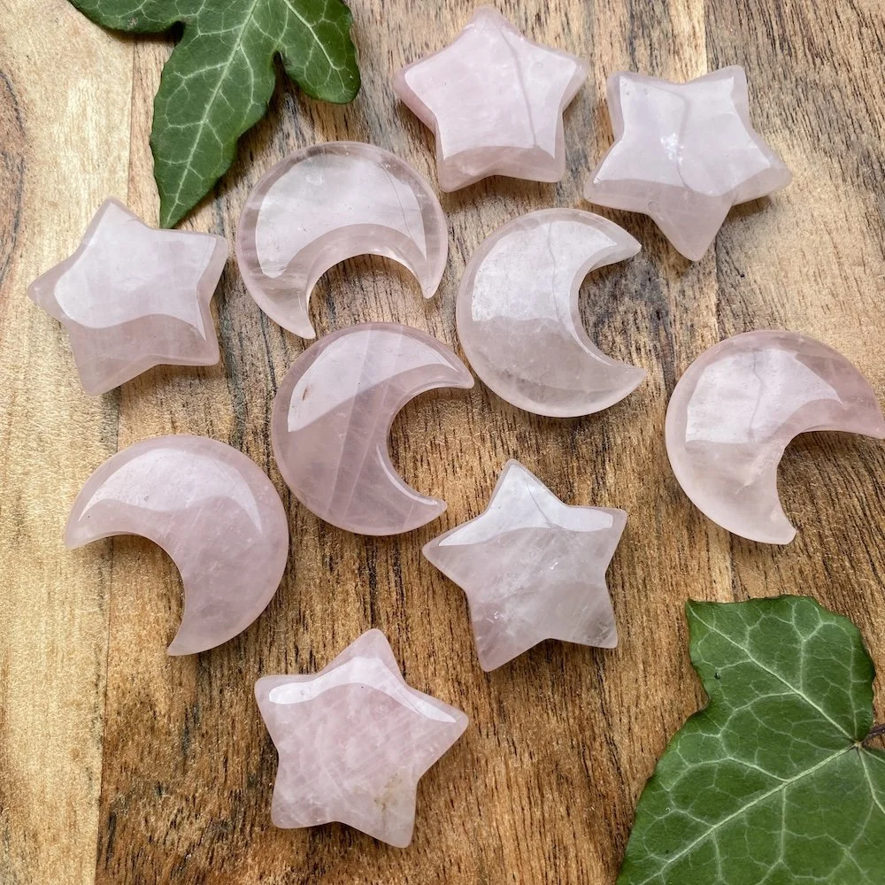 Rose Quartz Stars and Moons