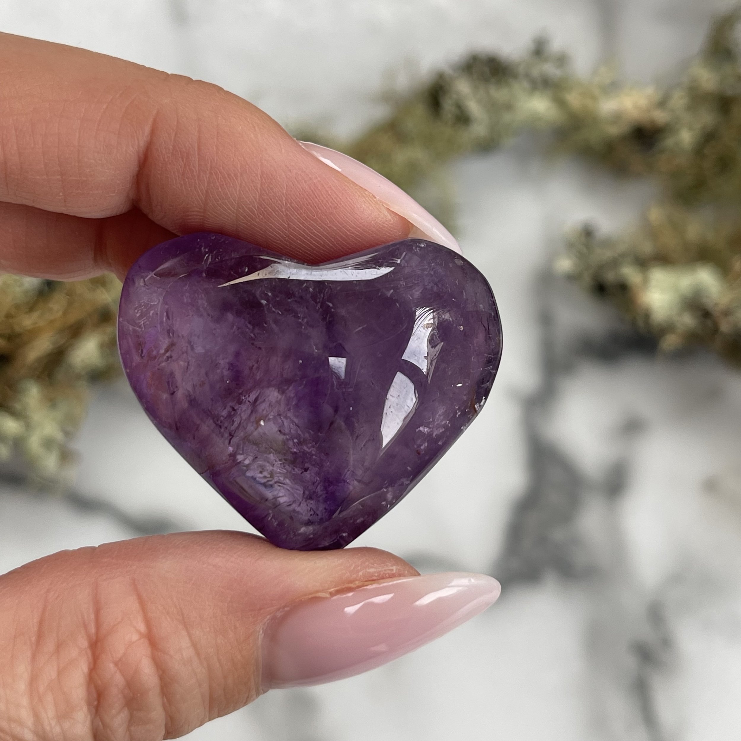 Purple Smoky Amethyst Heart From Zambia