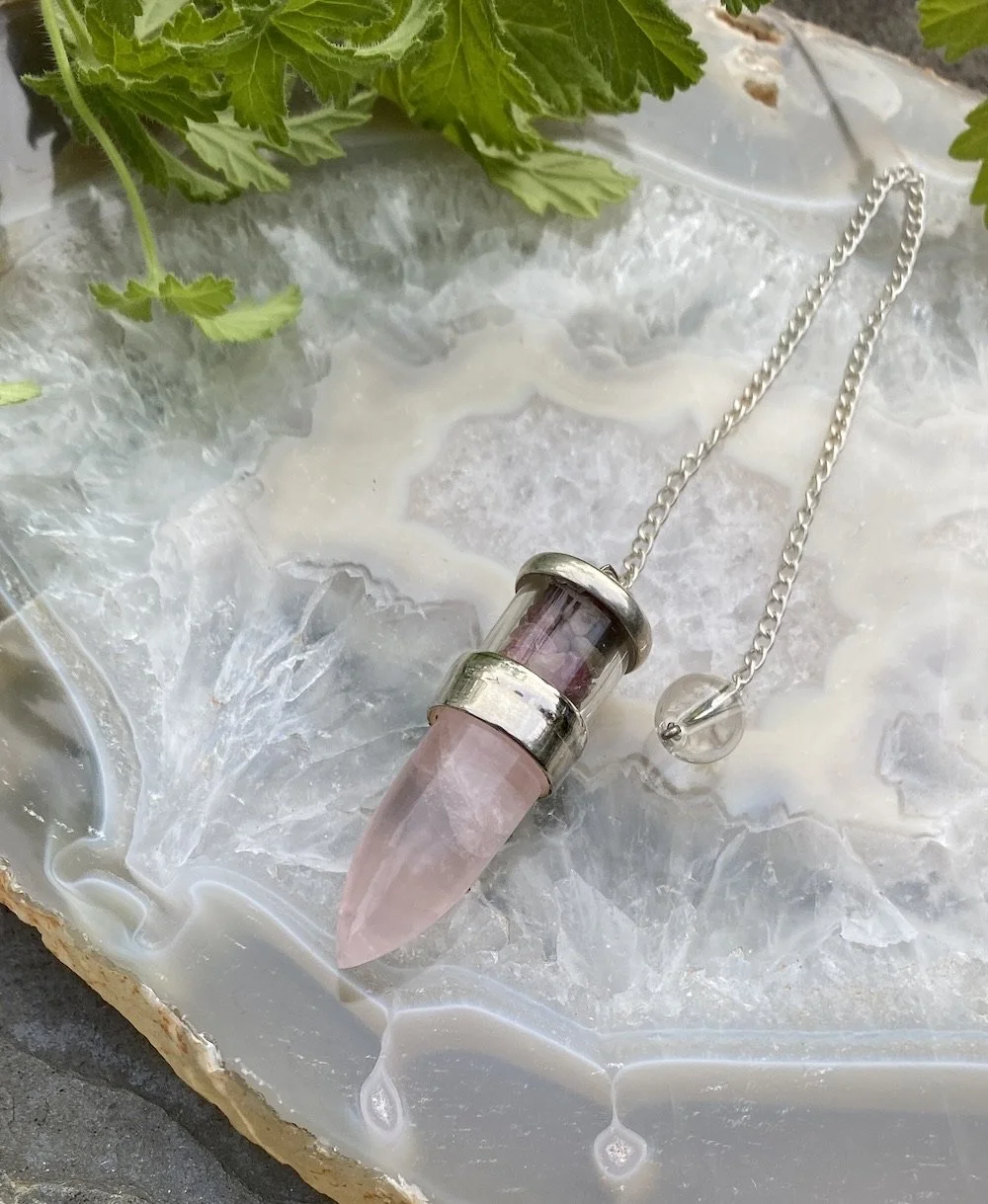 Rose Quartz Pendulum with Pink Tourmaline