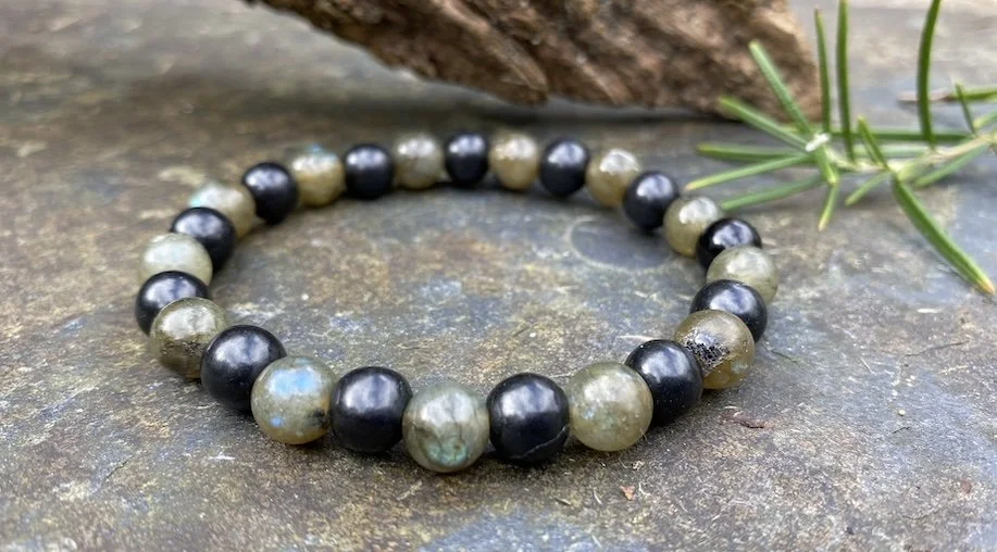 2025 Men's Bracelet Shungite and Labradorite2.JPG