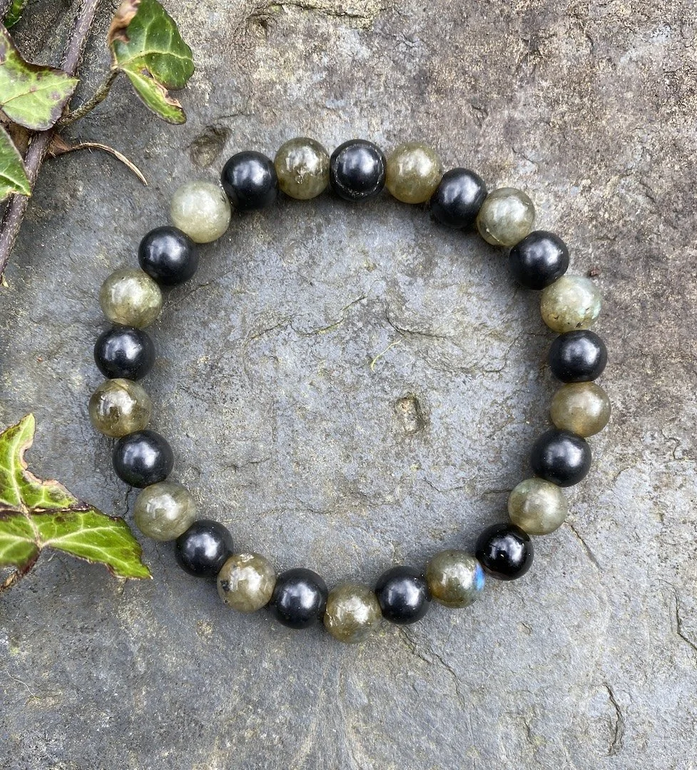 2025 Men's Bracelet Shungite and Labradorite1.JPG