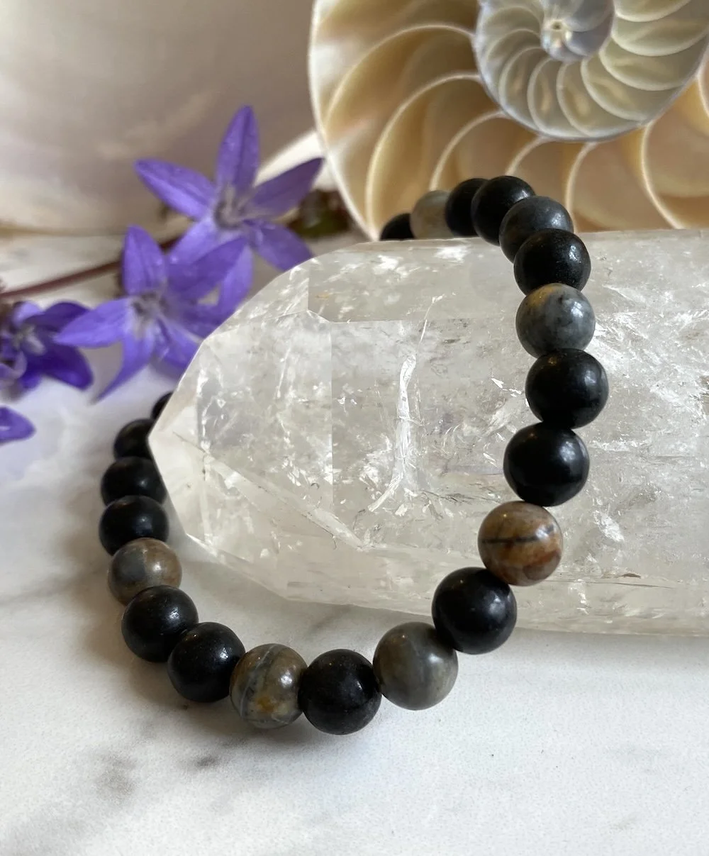 Shungite and Picasso Stone Men's Bracelet