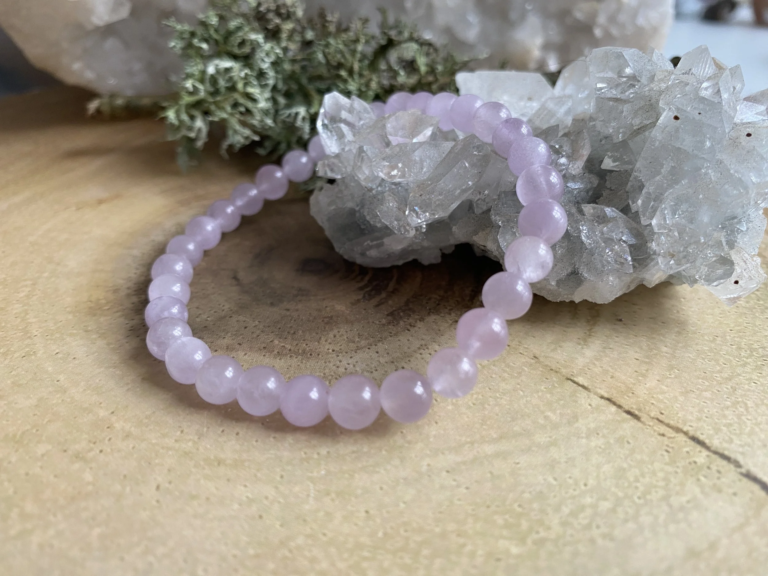 Kunzite Bead Bracelet 6mm AA Grade