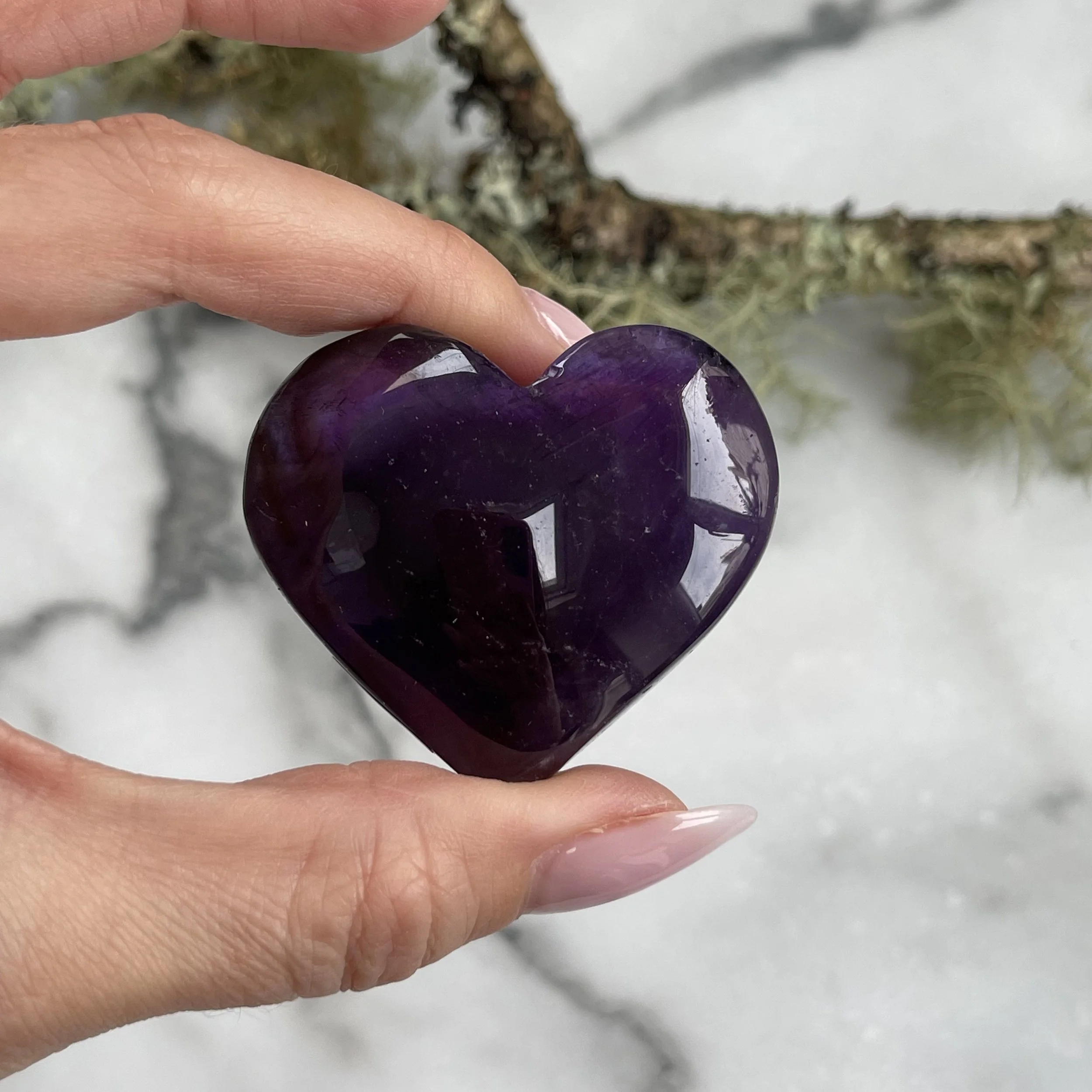 Deepest Purple Amethyst Heart From Zambia
