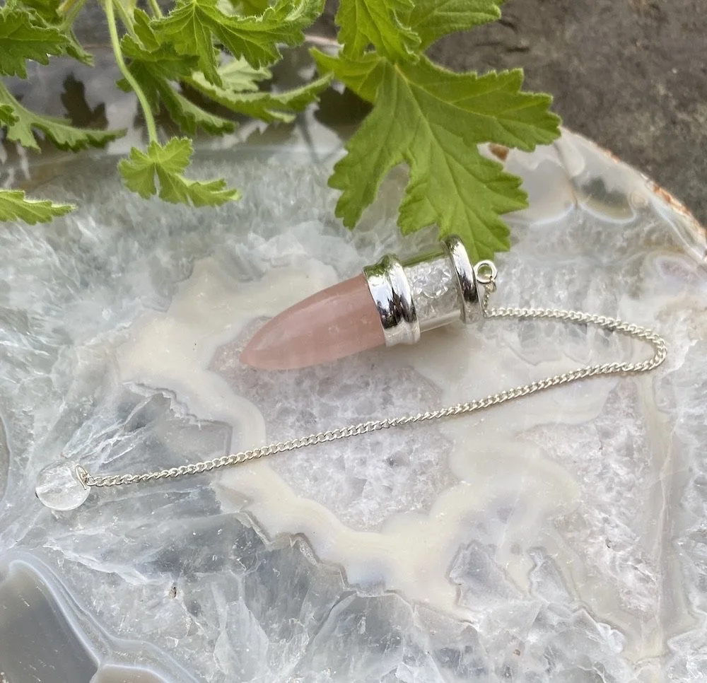 Rose Quartz Pendulum with Herkimer Diamonds