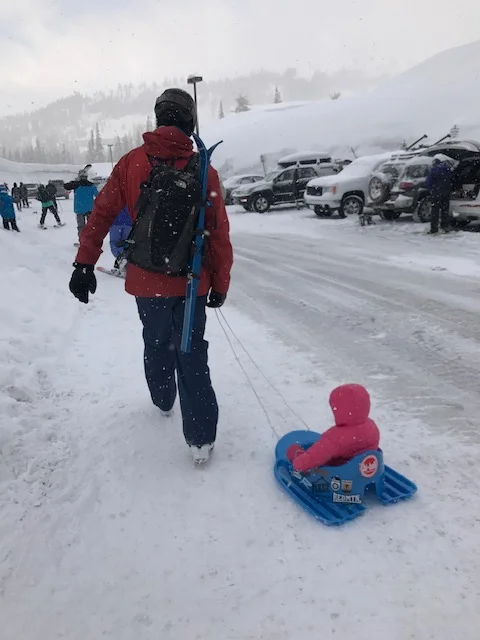 $20 gas station sled = priceless on a road trip with a little one.