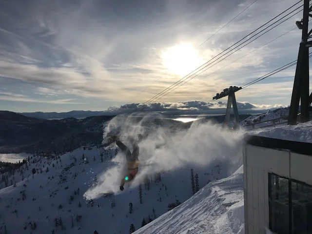 My brother Ralph, one of the amazing shredders we got to visit along the way, flipping in Squaw Valley.