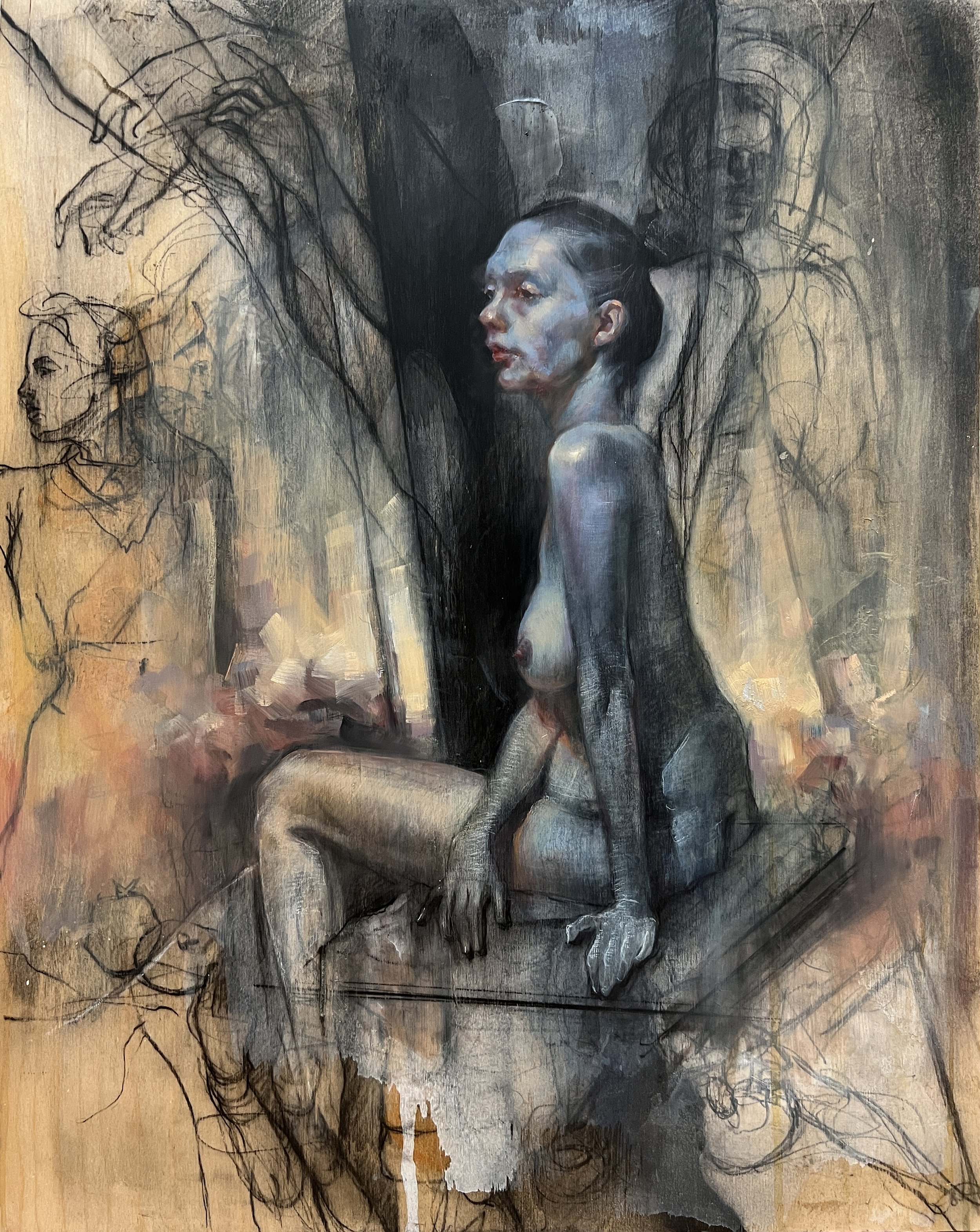  Mixed-media on wood , 16×20”  (from a life model) 
