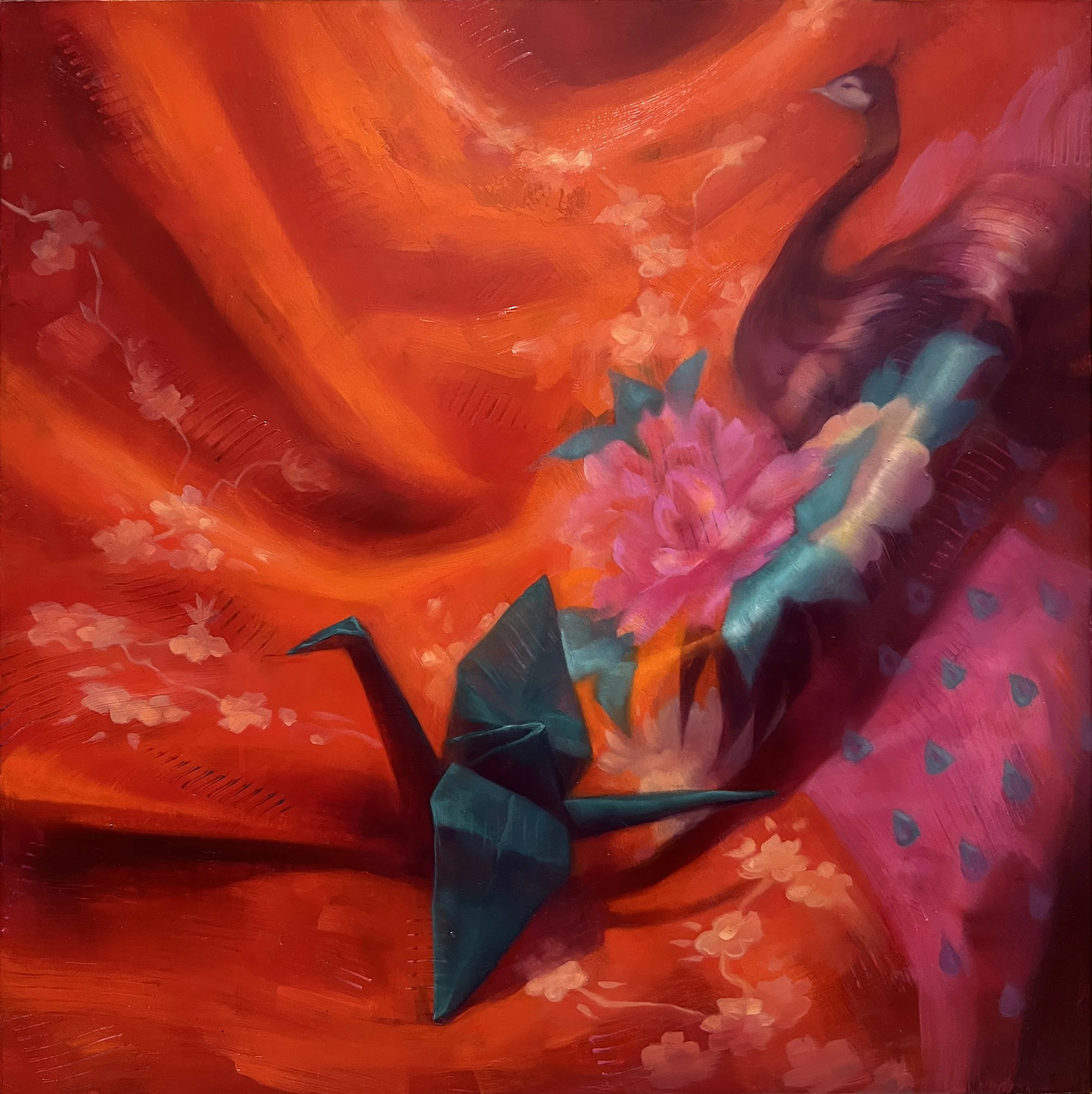   Parallel Flights   Oil on acm panel, 12x12