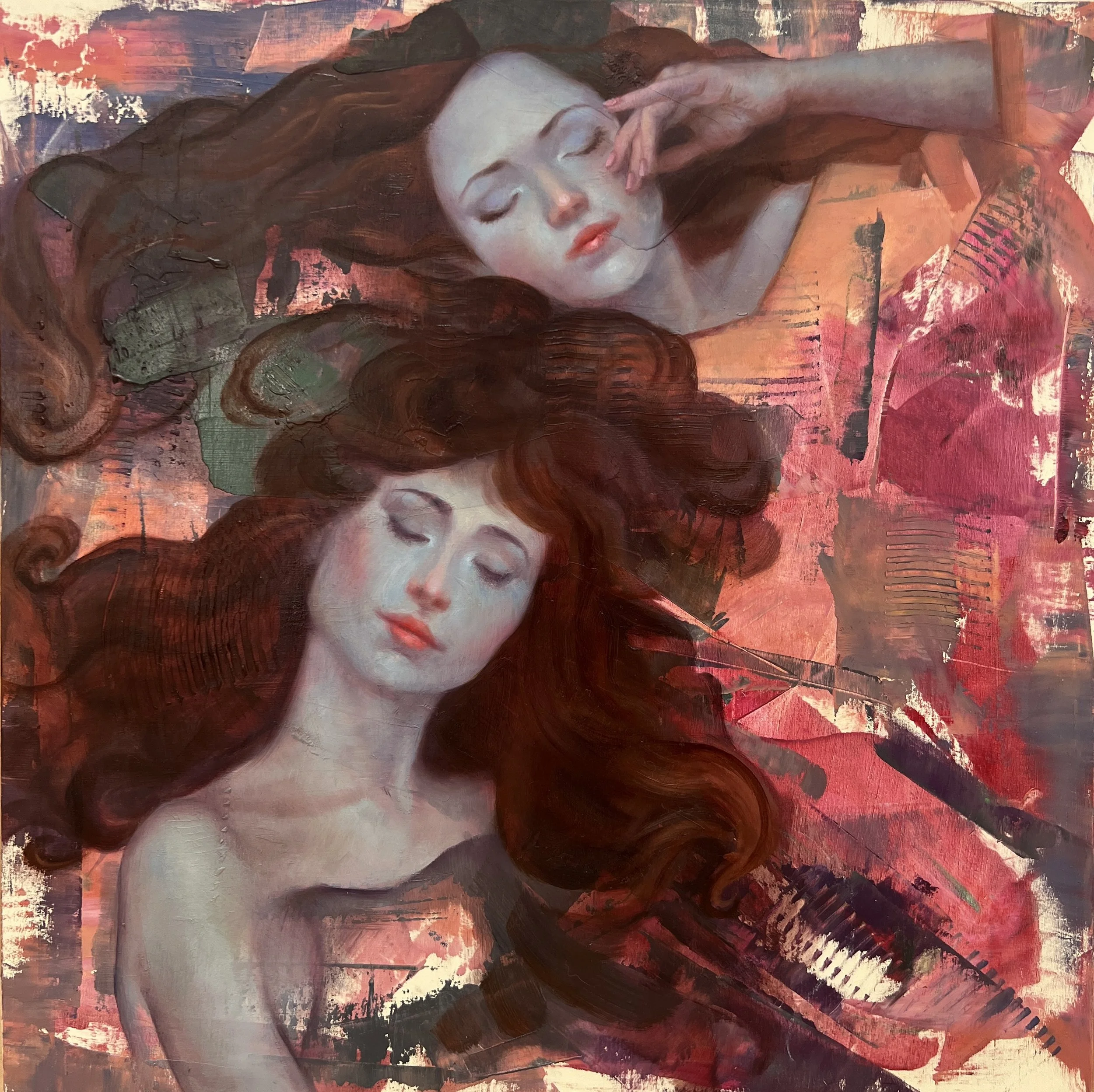   Two Sisters   Oil on wood, 12x12”  $1,250 