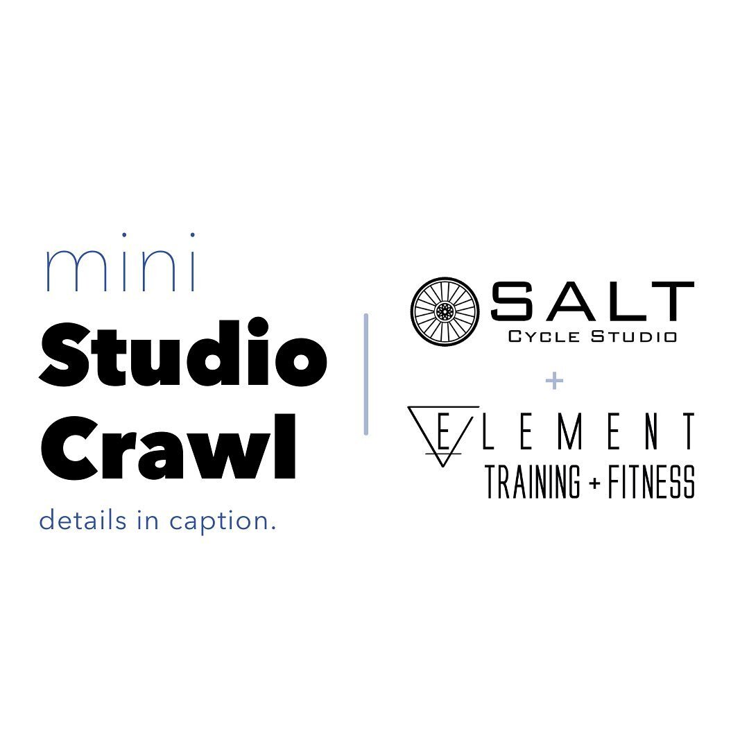Two amazing fitness experiences wrapped into one kick ass studio crawl! 🚲💪SALT Cycle X Element 🎉

WHEN: Sat Sept 17th 

WHAT TIME: Two start times available! Make your selection when you book.

✅Group 1: 9:30 AM Start at Element 📍and end at SALT 