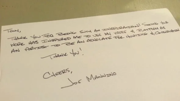 Joe's thank handwritten thank you note.