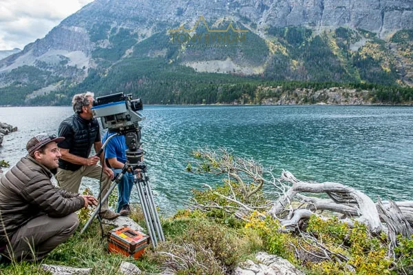 imax film crew filming in glacier national park, montana national parks adventure