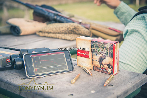 Norma ammunition and the Norma app used for sighting in a rifle. La Pampa, Argentina ©tonybynum.com