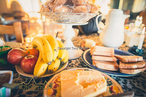 Typical breakfast and snack fare. This kind of food is always on the table for hunting guests. La Pampa, Argentina ©tonybynum.com