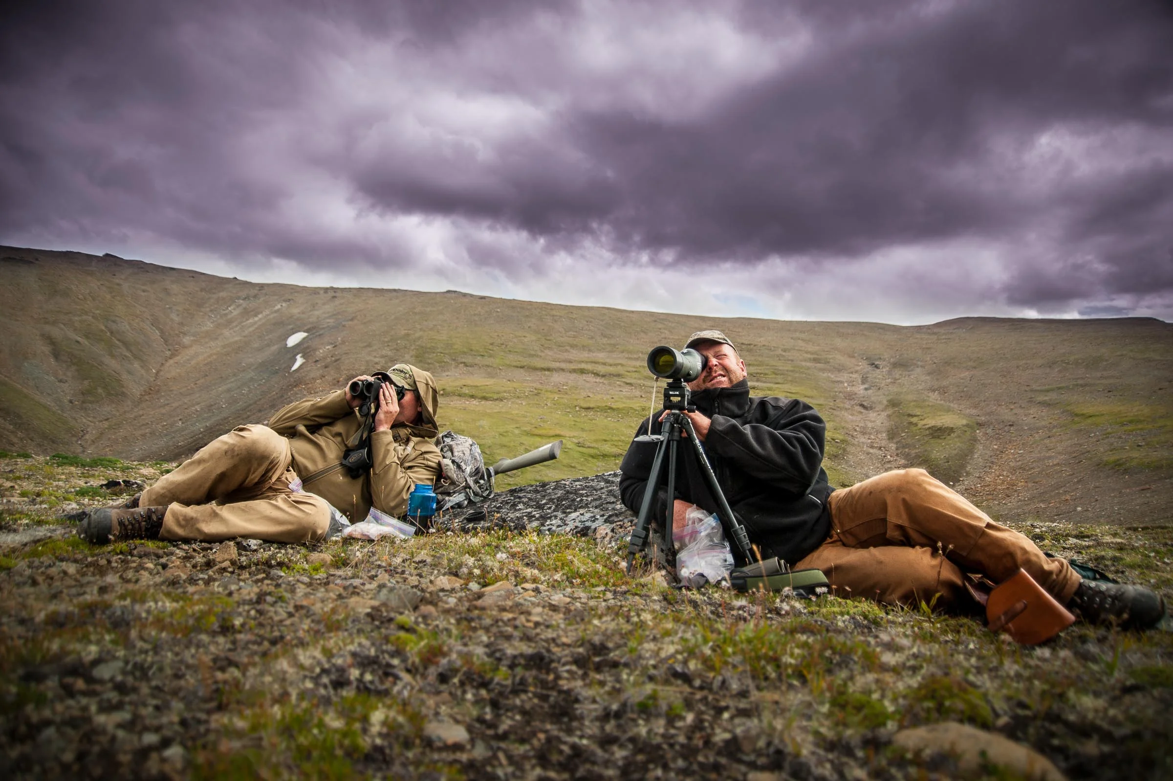 Dall sheep hunting with Swarovski Optics, in Northern British Columbia, Canada. © Tony Bynum