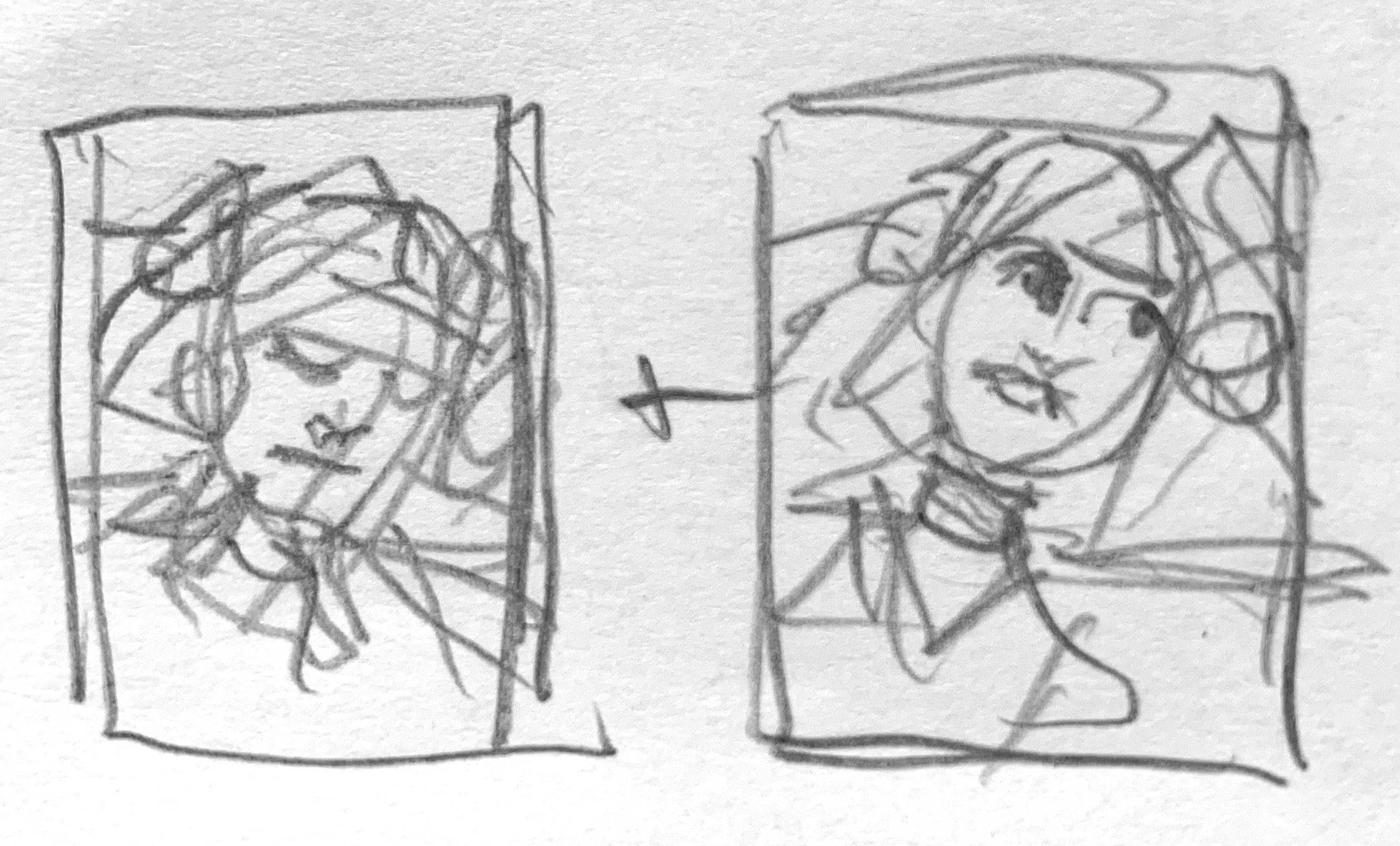   Paired tight shot headshot. In the first frame the swan’s eyes are closed (shot in black and white). In the second frame her eyes open and mouths parts (but not smiling (she will be smiling in panel 21). For the second shot use color version? (See 