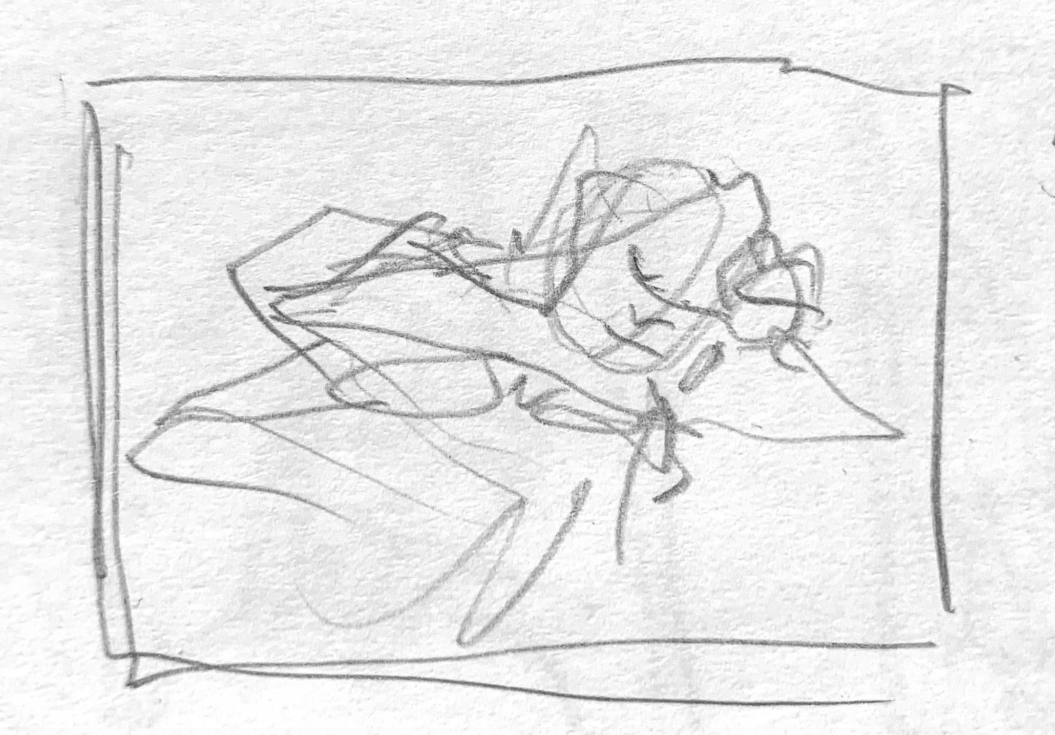   Tight shot of swan on the ground now with tbd object. Neutral expression with eyes closed. Compose similar to panel 5 but with slightly different pose.  