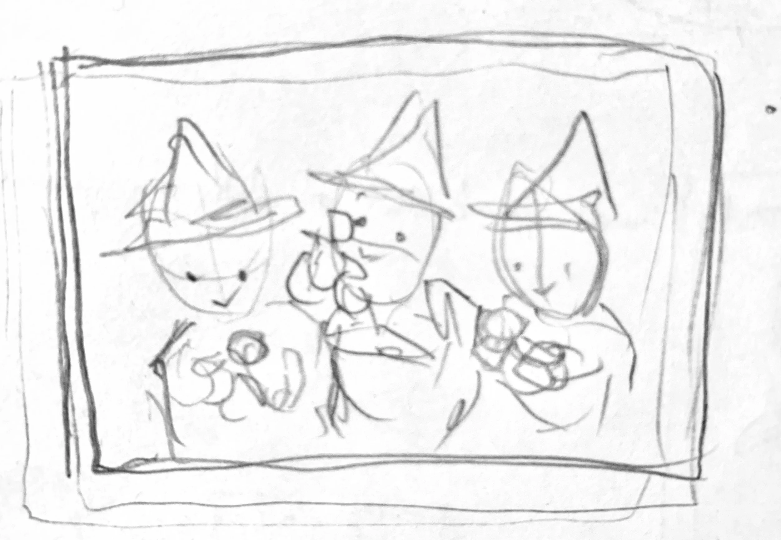   Tight midshot of witches with finished dolls. Vary how the dolls are held and witches’ expression.    