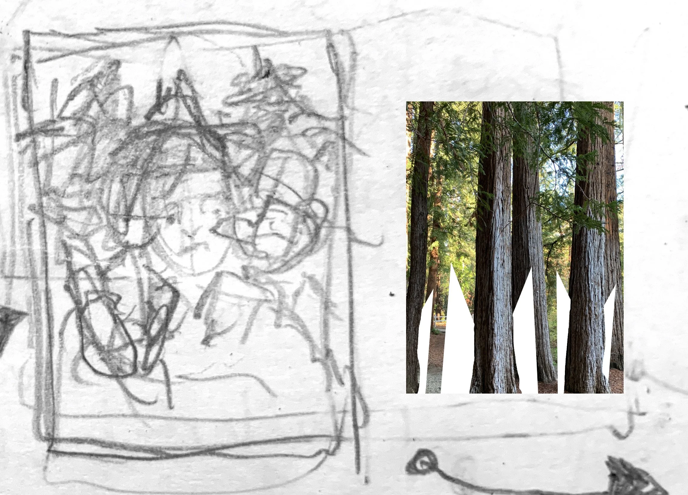   Low angle shot of tarot witch holding book in one hand, her other hand hovers over cards (not in frame due to angle), behind her there are two spirits. Try different poses and camera angles before doing second exposure for spirits. Second frame is 