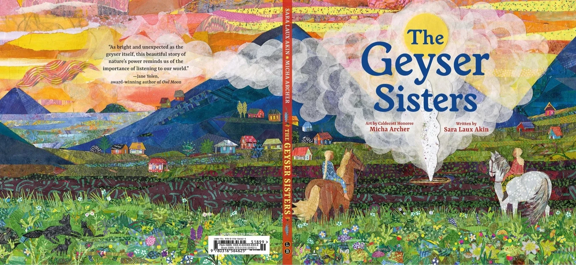 Cover and back of The Geyser Sisters written by Sara Laux Akin