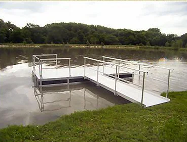 816 dock above shown with optional partial handrails and 12' walkway.