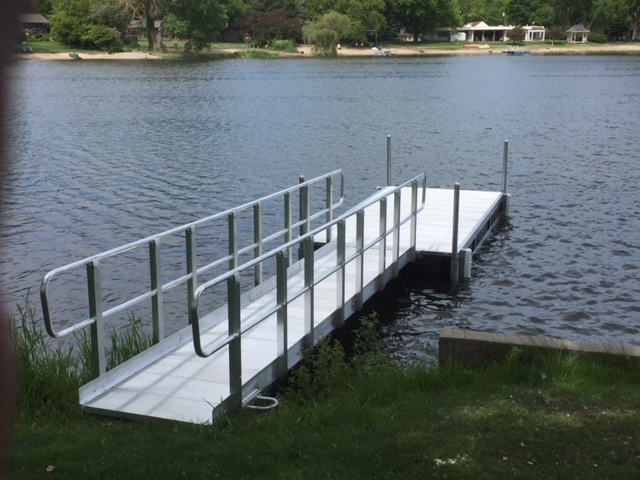 Hotwoods aluminum 612 dock with 16' walkway. Installed by Hotwoods.