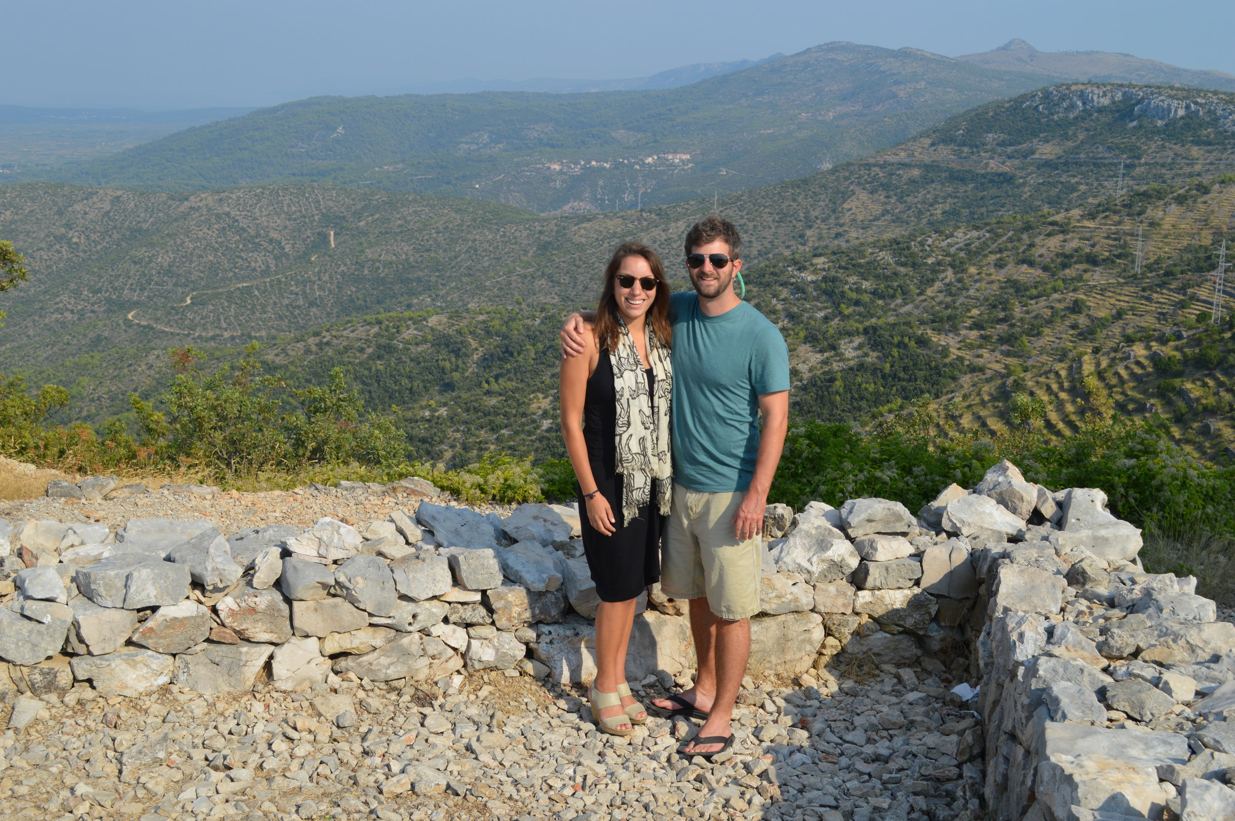 Posing for a quick picture on a road built by Napoleon's army in the early 19th century.