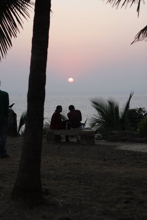 A couple watches the sunset on Valentine's Day in Mumbai, 2010.