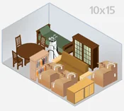 Equivalent: Two-Thirds of a 1-Car Garage Unit Will Hold: A two-bedroom apartment or house, including appliances, boxes and miscellaneous items and commercial storage inventory.