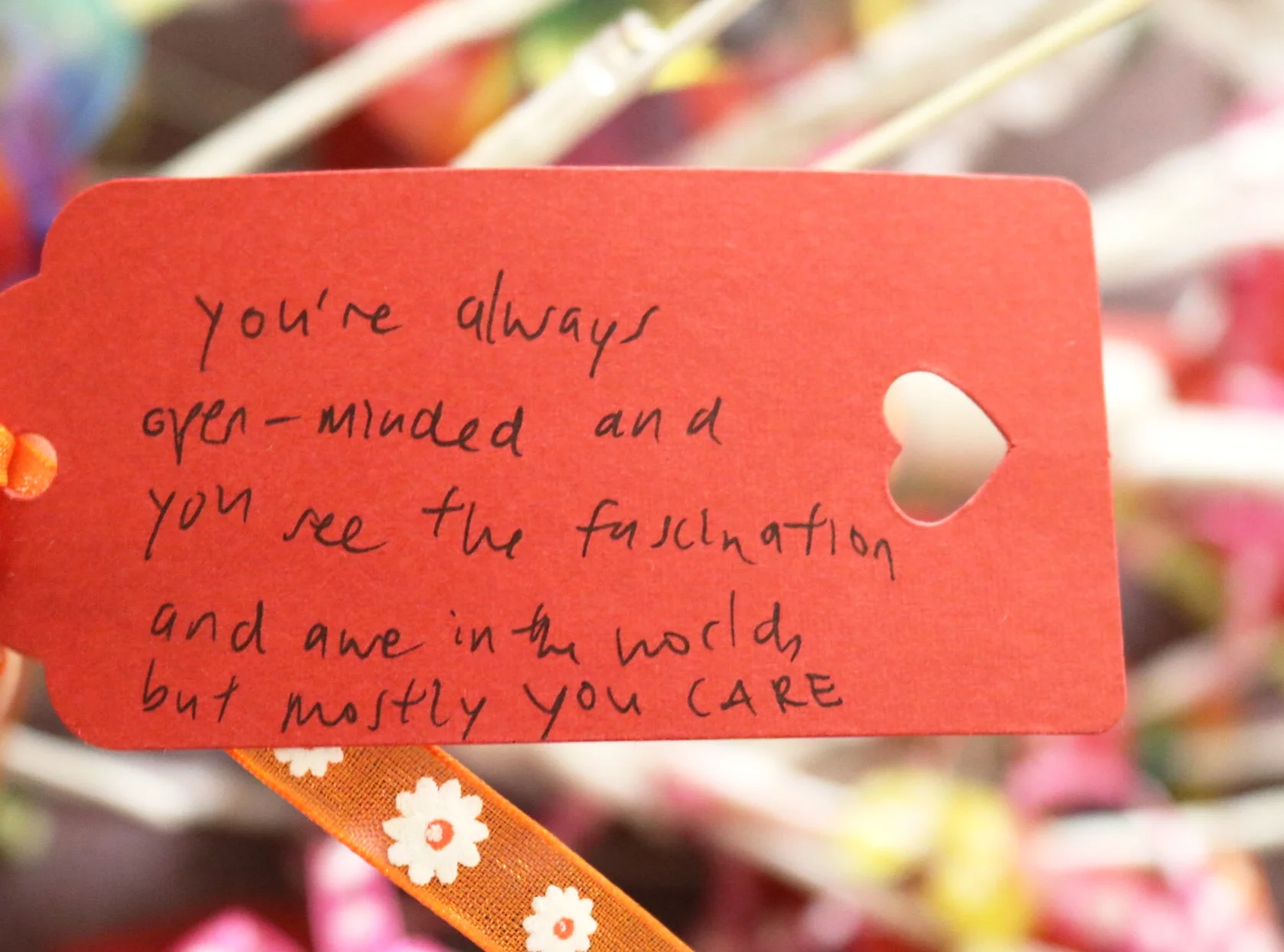    You’re always open-minded and you see the fascination and awe in the world,  but mostly you care.   