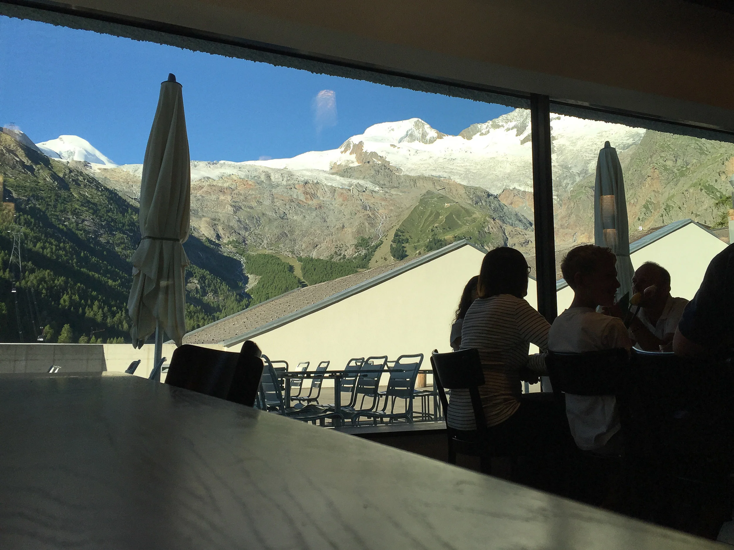 The view from the Restaurant at WellnessHostel 4000 in Saas Fee