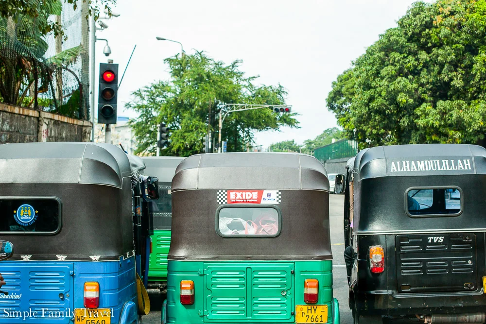 Behind some Tuk Tuks at the traffic lights on our trip to Sri Lanka