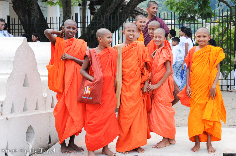 Outside the Temple of the Sacred Tooth Relic, my sister Mel snapped these Monks in training.