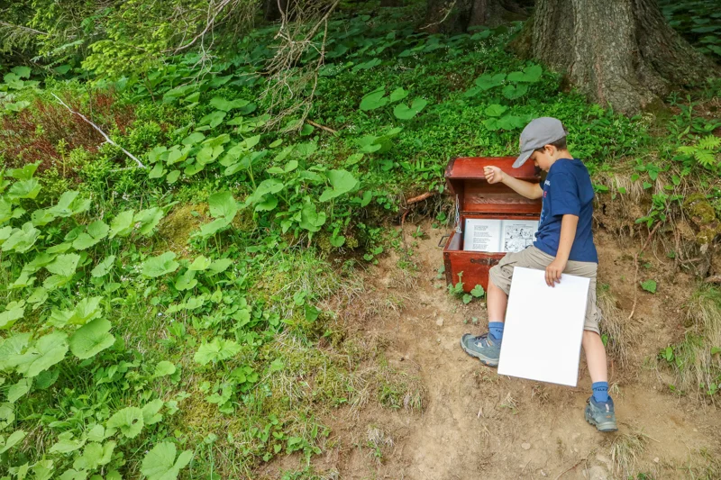 Take the Globi Treasurehunt from Ristis to Härzlisee (or take the chairlift up to start from the top)
