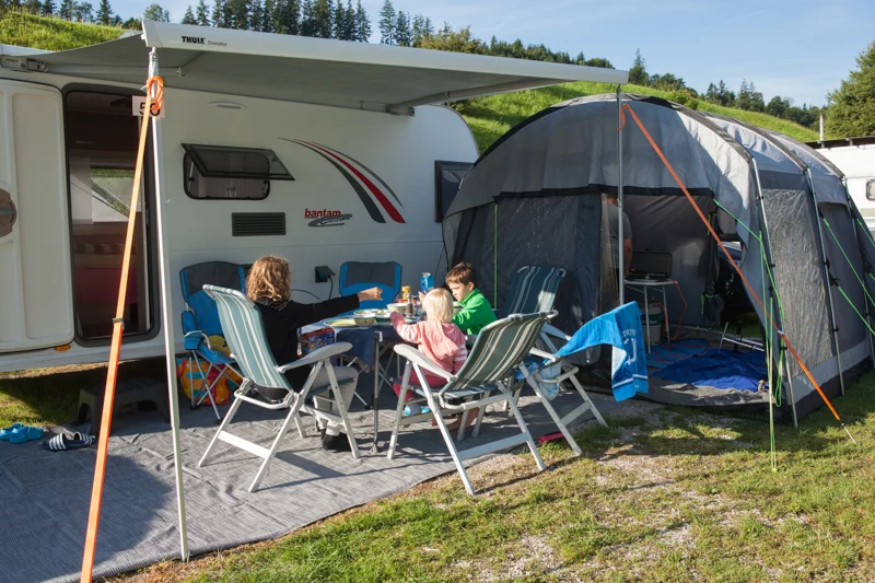 Our home for the 7 nights. We were able to fit our van across the pitch so we could use our Outwell Awning.