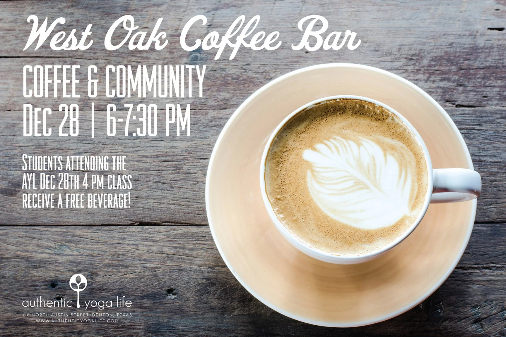  Coffee &amp; Community Event Flyer/Email for Authentic Yoga Life 