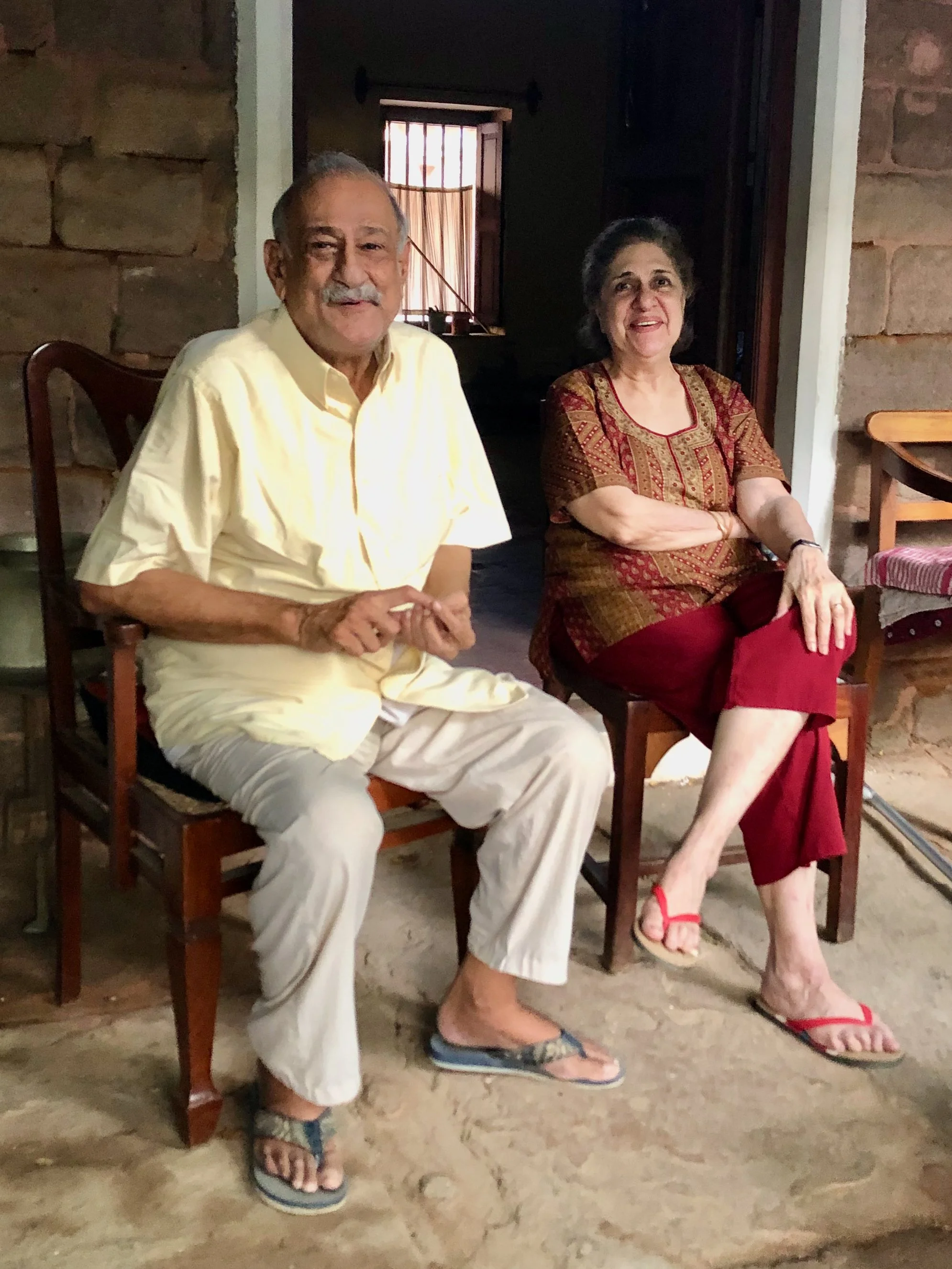 Pestonji with his wife, Pervine at The Bhuj House in 2020