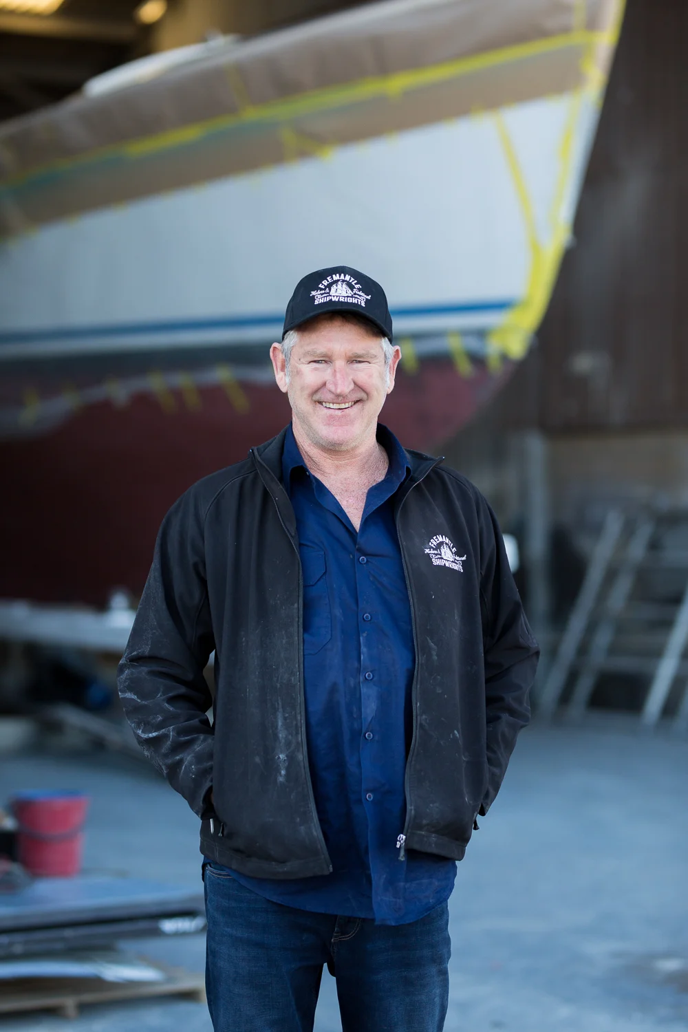 Stephen Handley and the Fremantle Shipwrights team at the yard