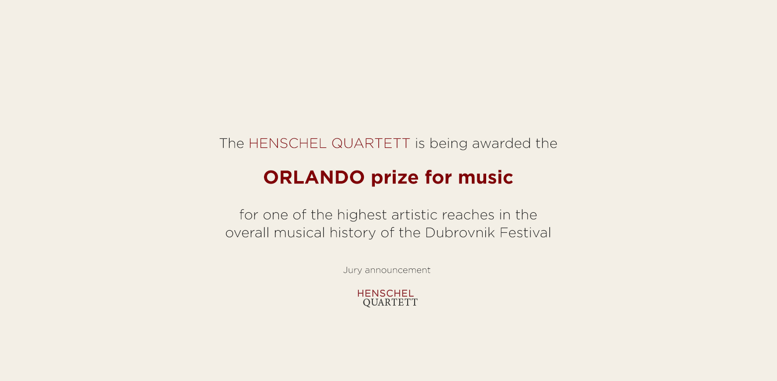 The HENSCHEL QUARTETT is being awarded the  ORLANDO prize for music