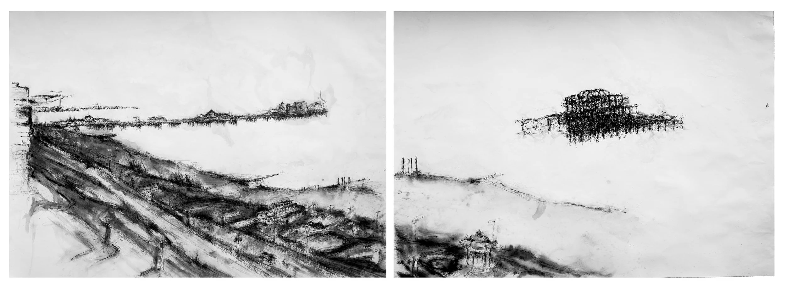  Title: Embassy Court View I Size: Two Panels, each 85 x 145 cm Medium: mixed media on card SOLD 