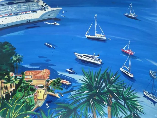  Title:&nbsp;View from Villa Ephrussi de Rothschild, Saint-Jean-Cap-Ferrat Size: 74 x 68 cm Medium: Gouache on paper 