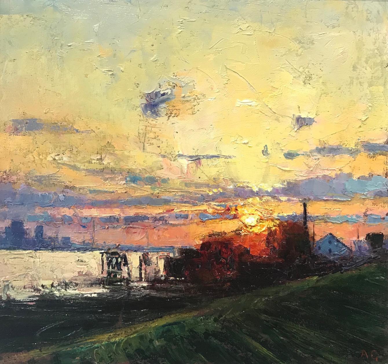 New Orleans From The Levee Sunset.png