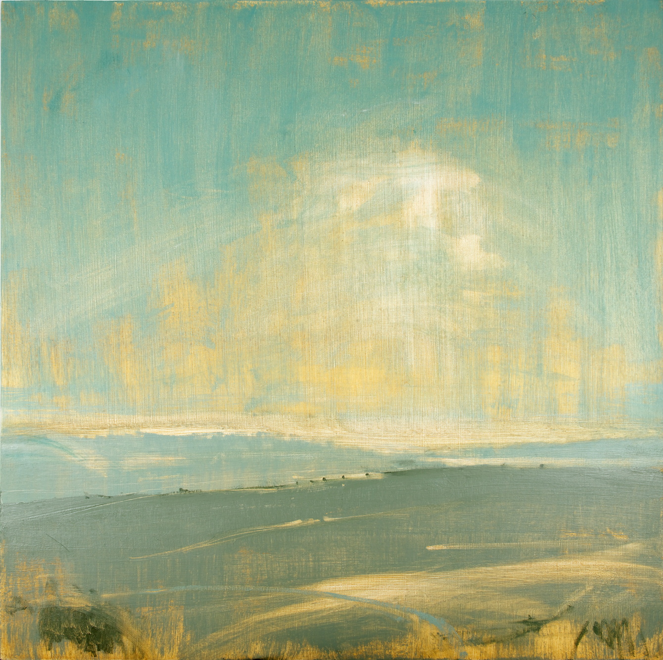  Title: Sussex Downs Sunset Turquoise II Size: 100 x 100 cm Medium: Oil on canvas 