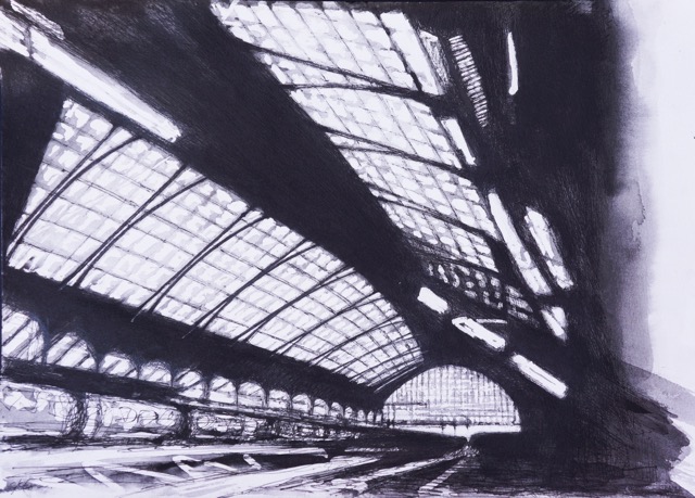  Title: Track III Enroute - Brighton Calling Size:&nbsp;30 x 36 cm Medium: Ink and pencil on watercolour paper 