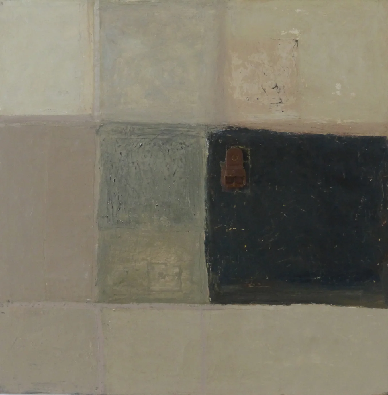  Title: Buckle Size: 61 x 61 cm Medium:&nbsp;Oil, found object,&nbsp;collage on canvas 