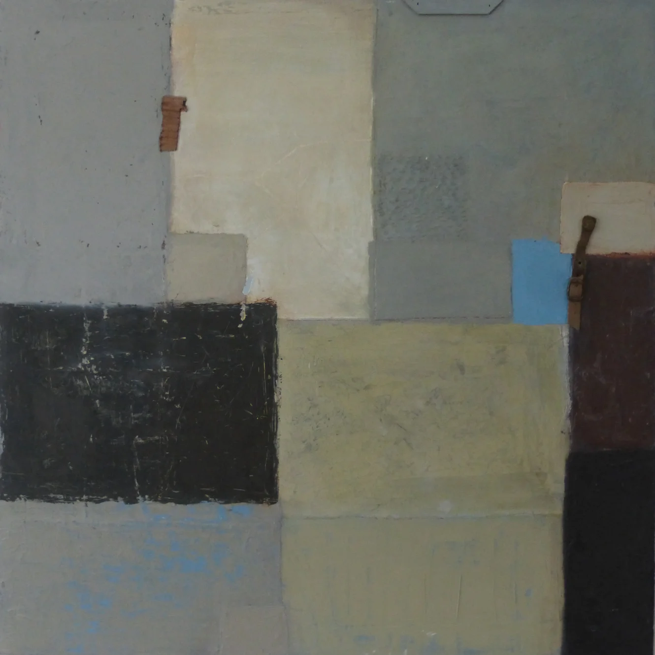  Title: Infinity Size: 76 x 76 cm Medium:&nbsp;Oil, stitch, found objects, collage on canvas 